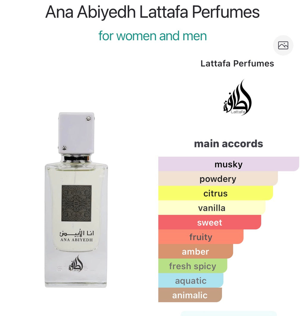 Ana Abiyedh Lattafa Perfumes