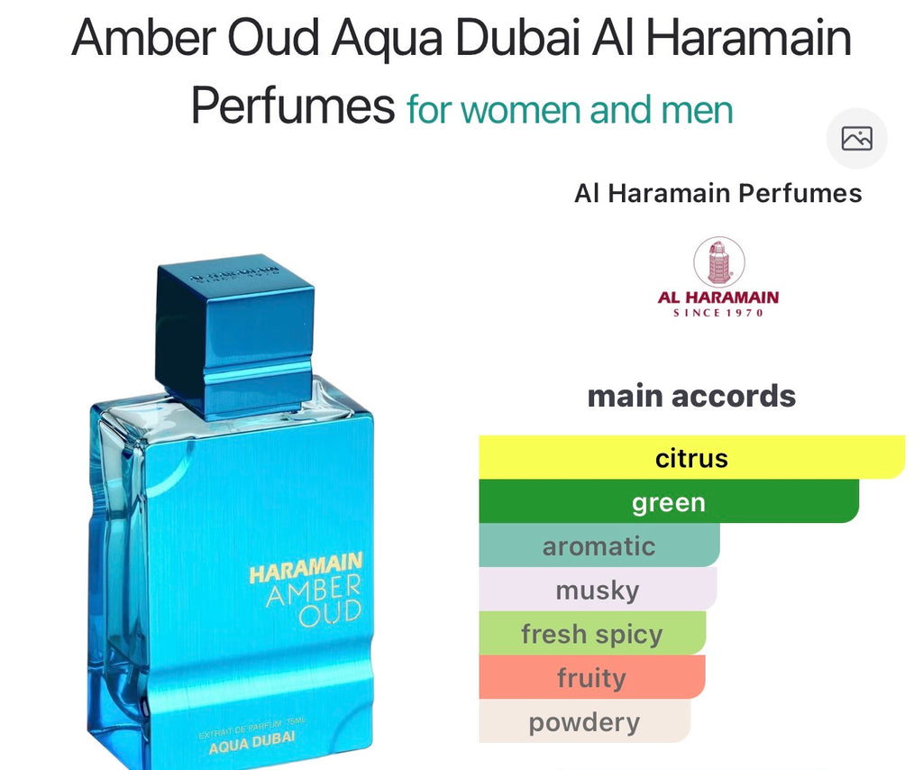 Amber Oud Aqua Dubai Al Haramain Perfumes