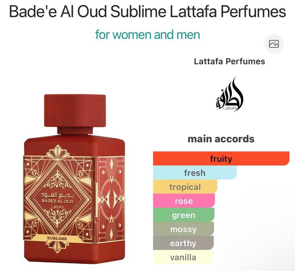 Bade'e Al Oud Sublime Lattafa Perfumes