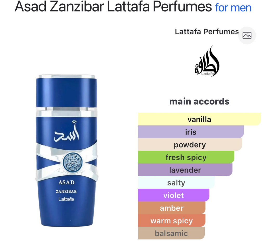 Asad Zanzibar Lattafa Perfumes